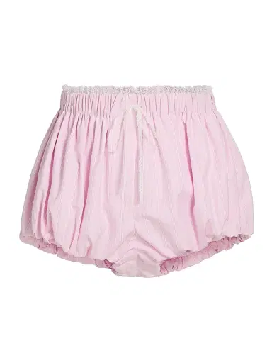 LoveShackFancy Women's Sparrow Lace-Trimmed Striped Cotton Shorts - Hibiscus Honey | Thumbnail 1