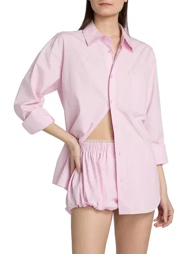 LoveShackFancy Women's Hudley Striped Cotton Shirt | Thumbnail 3 LoveShackFancy Women's Hudley Striped Cotton Shirt | Thumbnail 3