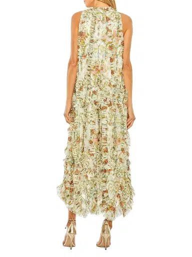 Mac Duggal Women's Floral Ruffle Midi-Dress - Ivory Multi - Size XL | Thumbnail 2