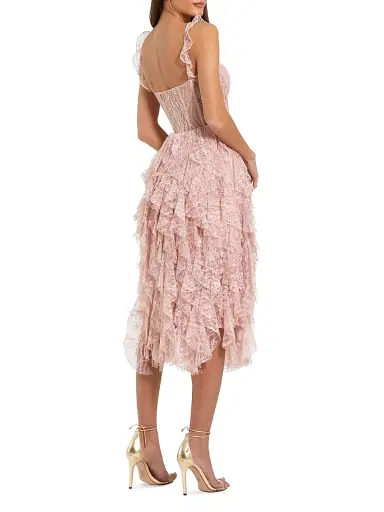 Mac Duggal Women's Lace Ruffled A-Line Midi-Dress | Thumbnail 2 Mac Duggal Women's Lace Ruffled A-Line Midi-Dress | Thumbnail 2
