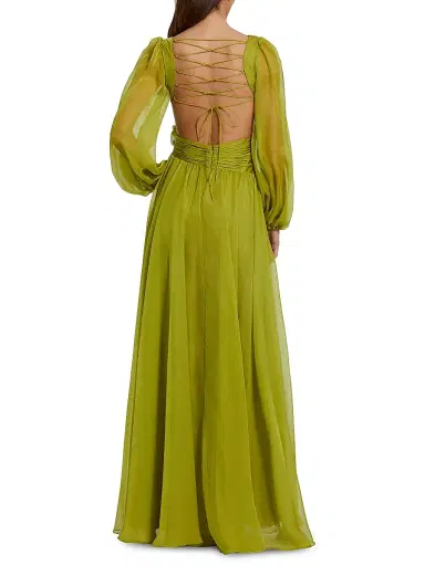 Mac Duggal Women's Ruched Chiffon A-Line Gown - Apple Green - Size 12 | Thumbnail 2 Mac Duggal Women's Ruched Chiffon A-Line Gown - Apple Green - Size 12 | Thumbnail 2