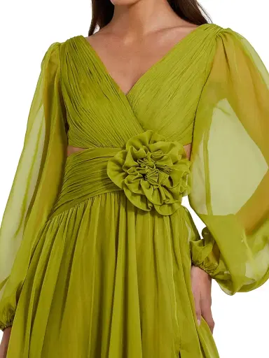 Mac Duggal Women's Ruched Chiffon A-Line Gown - Apple Green - Size 12 | Thumbnail 3 Mac Duggal Women's Ruched Chiffon A-Line Gown - Apple Green - Size 12 | Thumbnail 3