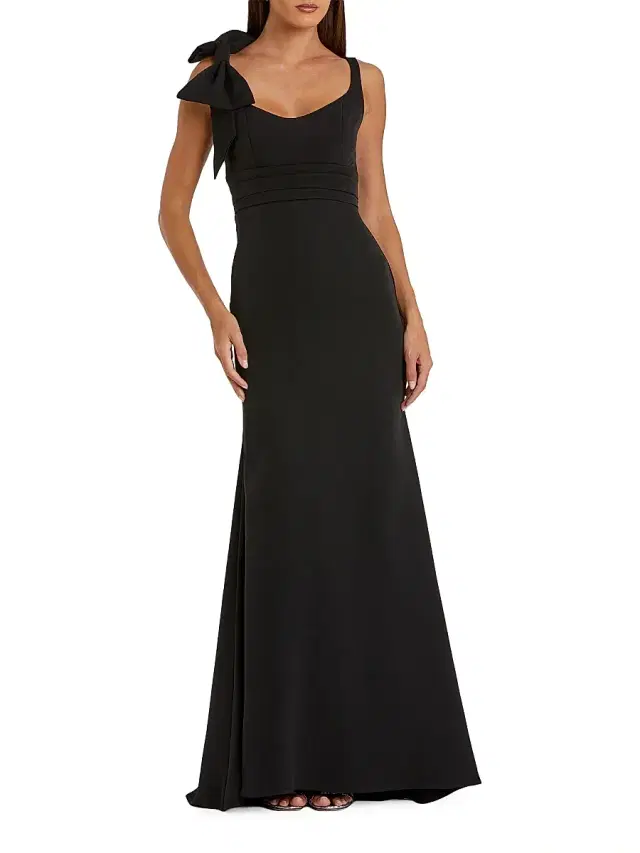 Mac Duggal Women's Bow-Detail Crepe A-Line Gown - Black