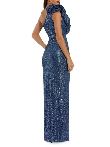Mac Duggal Women's One-Shoulder Sequined Column Gown - Ocean - Size 14 | Thumbnail 2 Mac Duggal Women's One-Shoulder Sequined Column Gown - Ocean - Size 14 | Thumbnail 2