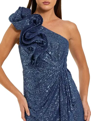Mac Duggal Women's One-Shoulder Sequined Column Gown - Ocean - Size 14 | Thumbnail 3 Mac Duggal Women's One-Shoulder Sequined Column Gown - Ocean - Size 14 | Thumbnail 3