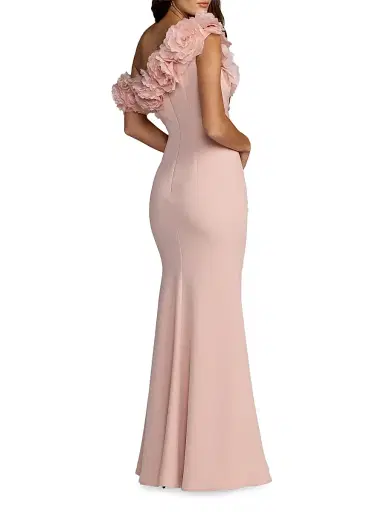 Mac Duggal Women's 3D Floral Crepe One-Shoulder Gown - Blush - Size 14 | Thumbnail 2