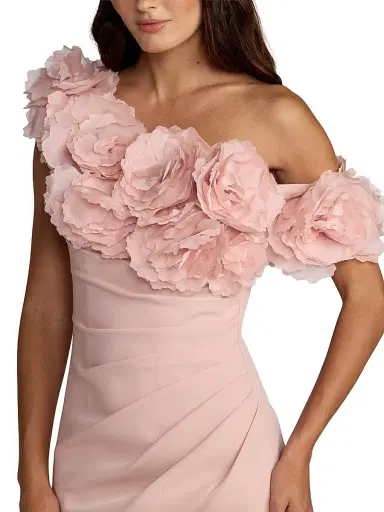 Mac Duggal Women's 3D Floral Crepe One-Shoulder Gown - Blush - Size 14 | Thumbnail 3