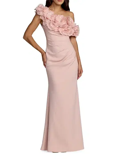 Mac Duggal Women's 3D Floral Crepe One-Shoulder Gown - Blush - Size 14 | Thumbnail 1