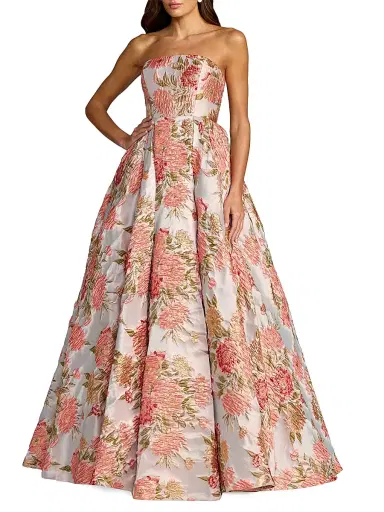 Mac Duggal Women's Floral Brocade Strapless Ball Gown - Pastel Multi - Size 16 | Thumbnail 1
