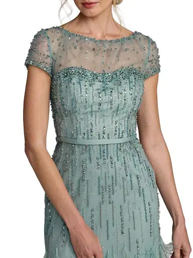 Mac Duggal Women's Embellished Illusion Mesh A-Line Gown - Seafoam - Size 16 | Thumbnail 3 Mac Duggal Women's Embellished Illusion Mesh A-Line Gown - Seafoam - Size 16 | Thumbnail 3