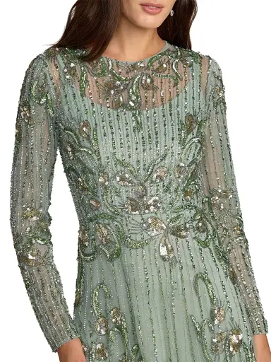 Mac Duggal Women's Embellished Tulle A-Line Gown - Sage - Size 24 | Thumbnail 3 Mac Duggal Women's Embellished Tulle A-Line Gown - Sage - Size 24 | Thumbnail 3