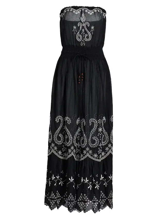 Ramy Brook Women's Blaire Embroidered Cotton Cover-Up Dress - Black