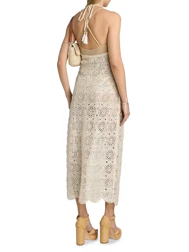 Ramy Brook Women's Eve Crochet Cotton Cover-Up Maxi Dress - Neutral Foil Crochet - Size XL | Thumbnail 4
