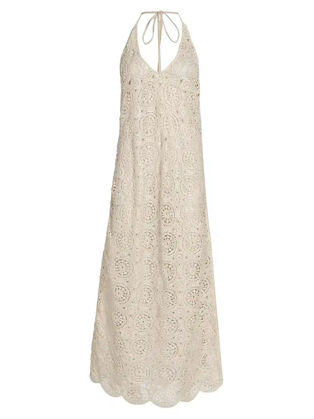 Women's Eve Crochet Cotton Cover-Up Maxi Dress - Neutral Foil Crochet