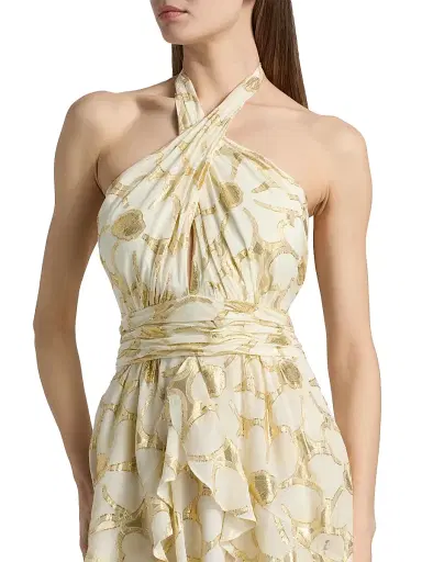 Ramy Brook Women's Reuben Daisy Metallic Jacquard Halter Minidress | Thumbnail 6 Ramy Brook Women's Reuben Daisy Metallic Jacquard Halter Minidress | Thumbnail 6