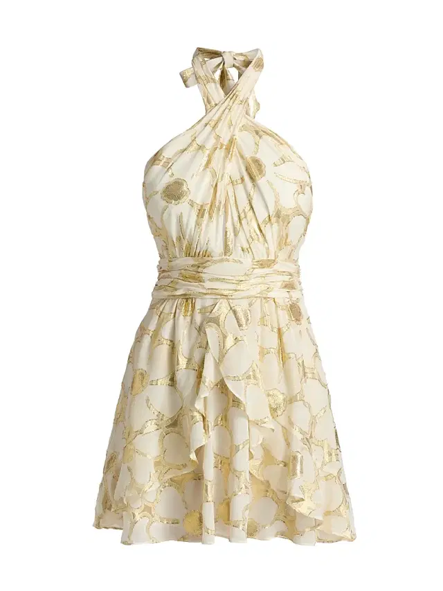Ramy Brook Women's Reuben Daisy Metallic Jacquard Halter Minidress -  Jacquard