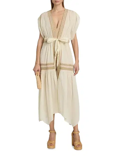 Ramy Brook Women's Audra Cotton Cover-Up Dress - Sandstone - Size Large | Thumbnail 3