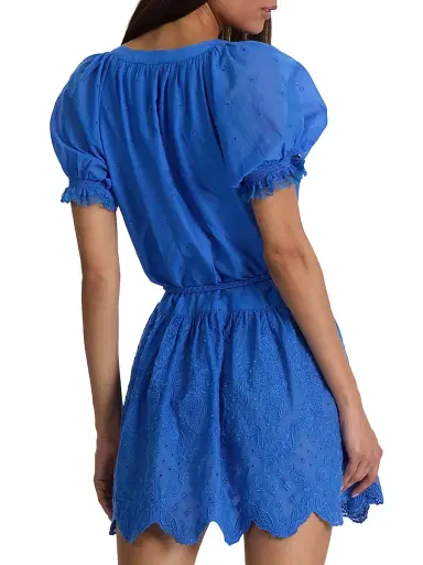 Alice + Olivia Women's Thalia Tie-Waist Eyelet Cotton A-Line Minidress | Thumbnail 5