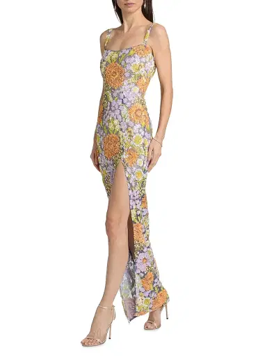 Bronx and Banco Women's Veronica Floral Appliqué Maxi Dress - Lilac Multi | Thumbnail 2