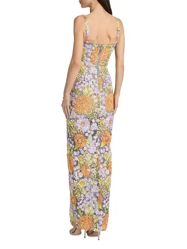 Bronx and Banco Women's Veronica Floral Appliqué Maxi Dress - Lilac Multi | Thumbnail 5