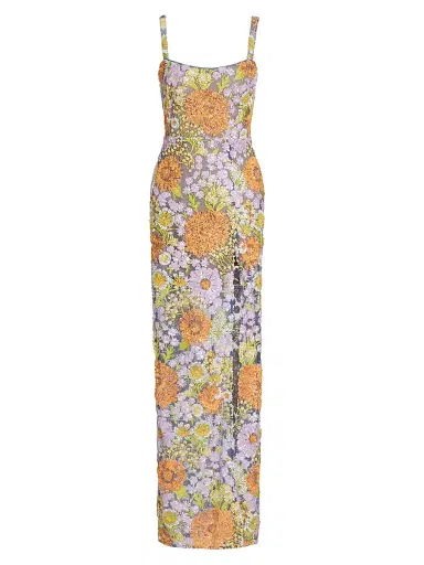 Bronx and Banco Women's Veronica Floral Appliqué Maxi Dress - Lilac Multi | Thumbnail 1
