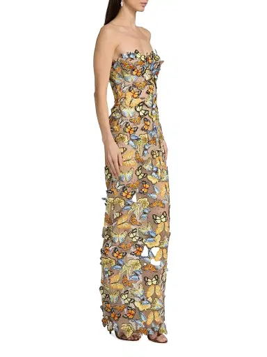 Bronx and Banco Women's Bella 3D Butterfly Dahlia Strapless Gown | Thumbnail 4 Bronx and Banco Women's Bella 3D Butterfly Dahlia Strapless Gown | Thumbnail 4
