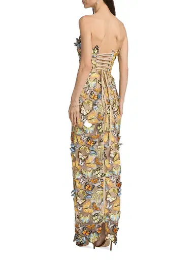 Bronx and Banco Women's Bella 3D Butterfly Dahlia Strapless Gown | Thumbnail 5 Bronx and Banco Women's Bella 3D Butterfly Dahlia Strapless Gown | Thumbnail 5