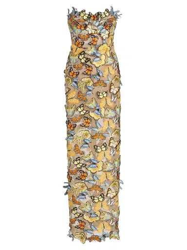 Bronx and Banco Women's Bella 3D Butterfly Dahlia Strapless Gown | Thumbnail 1 Bronx and Banco Women's Bella 3D Butterfly Dahlia Strapless Gown | Thumbnail 1