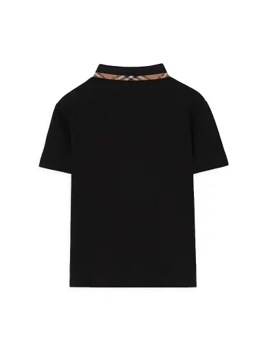 Burberry Little Boy's & Boy's Check-Trimmed Piqué Polo Shirt - Black - Size 8 | Thumbnail 2 Burberry Little Boy's & Boy's Check-Trimmed Piqué Polo Shirt - Black - Size 8 | Thumbnail 2