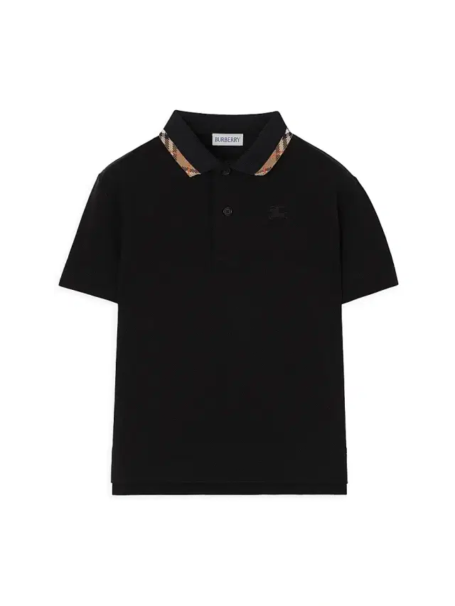 Burberry Little Boy's & Boy's Check-Trimmed Piqué Polo Shirt - Black
