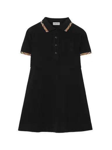 Burberry Little Girl's & Girl's Check-Trim Polo Shirtdress - Black - Size 8 | Thumbnail 1