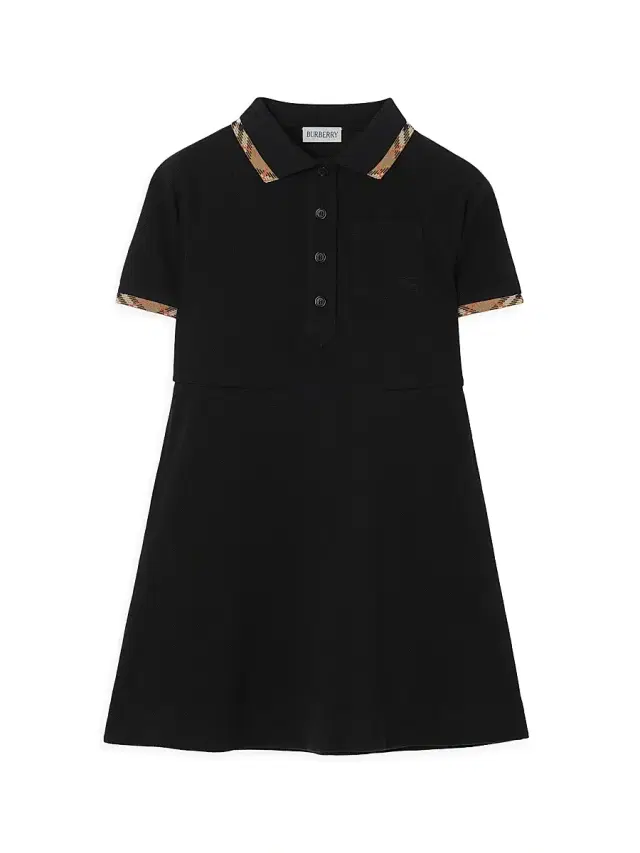 Burberry Little Girl's & Girl's Check-Trim Polo Shirtdress - Black
