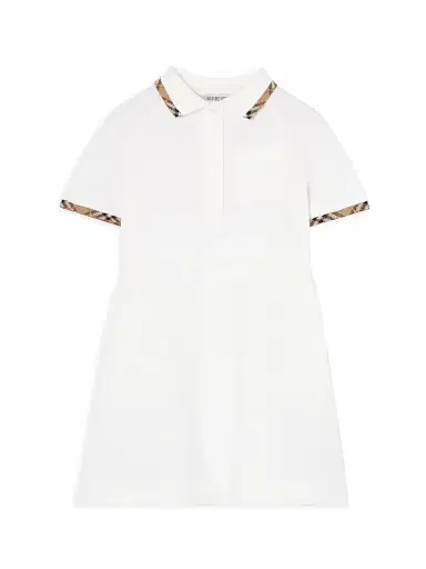 Burberry Little Girl's & Girl's Check Trim Polo Shirtdress - White - Size 8 | Thumbnail 1