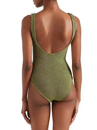 Hunza G Women's Celine O-Ring One-Piece Swimsuit - Metallic Moss | Thumbnail 4