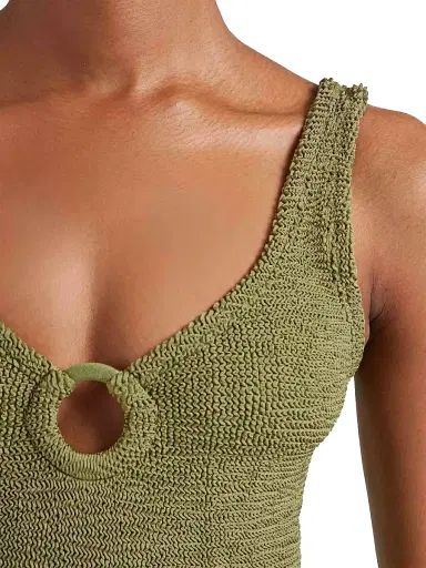 Hunza G Women's Celine O-Ring One-Piece Swimsuit - Metallic Moss | Thumbnail 5
