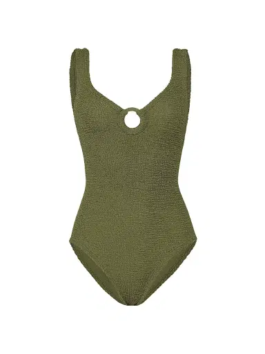 Hunza G Women's Celine O-Ring One-Piece Swimsuit - Metallic Moss | Thumbnail 1