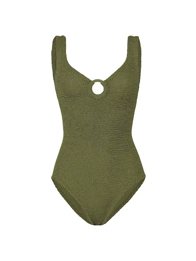 Women's Celine O-Ring One-Piece Swimsuit - Metallic Moss