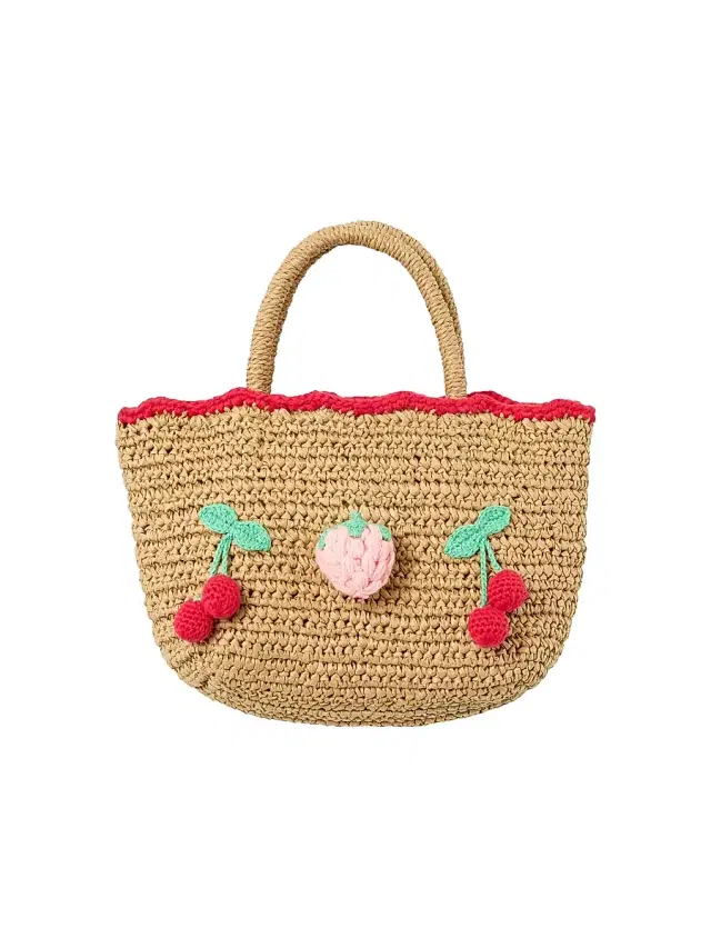 Self-Portrait Girl's Cherry Raffia Tote Bag - Raffia