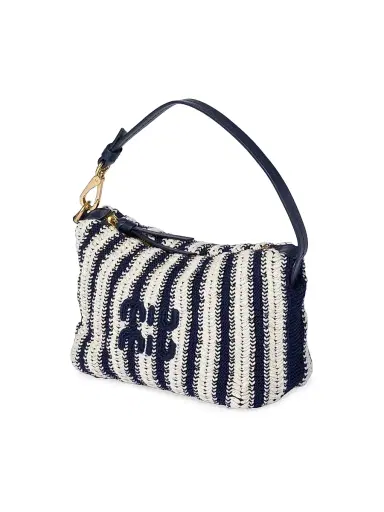 Miu Miu Women's Crochet and Leather Pouch - Blue | Thumbnail 2