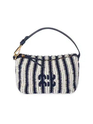 Miu Miu Women's Crochet and Leather Pouch - Blue | Thumbnail 1