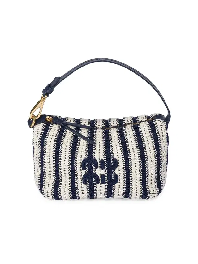 Miu Miu Women's Crochet and Leather Pouch - Blue