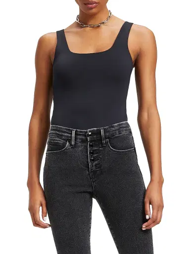 GOOD AMERICAN Women's Sculpting Modern Tank Bodysuit - Black | Thumbnail 4