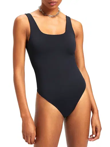 GOOD AMERICAN Women's Sculpting Modern Tank Bodysuit - Black | Thumbnail 5