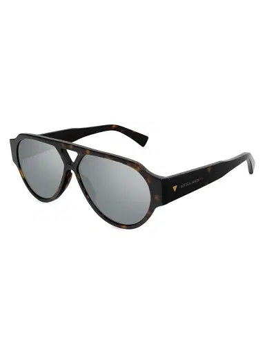 Bottega Veneta Men's Bold Triangle Stud 59MM Pilot Sunglasses - Grey Havana | Thumbnail 1 Bottega Veneta Men's Bold Triangle Stud 59MM Pilot Sunglasses - Grey Havana | Thumbnail 1