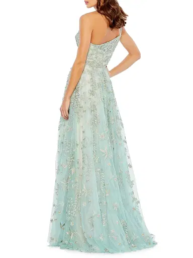 Mac Duggal Women's Asymmetric Embellished Tulle A-Line Gown - Sage - Size 16 | Thumbnail 2 Mac Duggal Women's Asymmetric Embellished Tulle A-Line Gown - Sage - Size 16 | Thumbnail 2