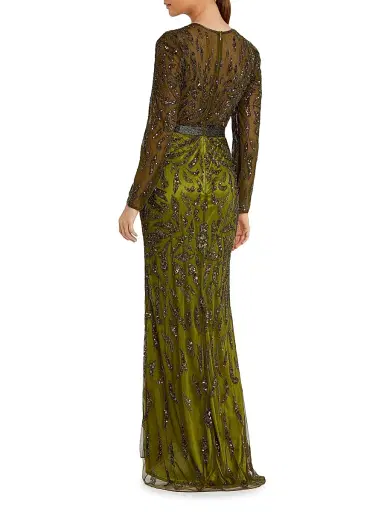 Mac Duggal Women's Illusion Sequin Gown - Olive - Size 20 | Thumbnail 3 Mac Duggal Women's Illusion Sequin Gown - Olive - Size 20 | Thumbnail 3