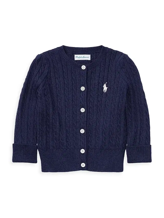 Polo Ralph Lauren Baby Girl's Cable-Knit Cotton Cardigan - Hunter Navy 9 Months