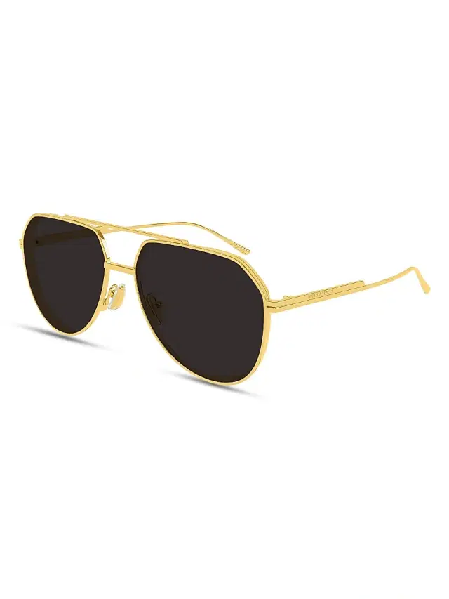 Bottega Veneta Men's Light Ribbon 60MM Pilot Metal Sunglasses - Gold Black