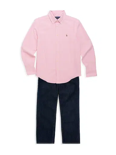 Polo Ralph Lauren Little Boy's & Boy's Cotton Oxford Sport Shirt - New Rose - Size 3 | Thumbnail 2 Polo Ralph Lauren Little Boy's & Boy's Cotton Oxford Sport Shirt - New Rose - Size 3 | Thumbnail 2