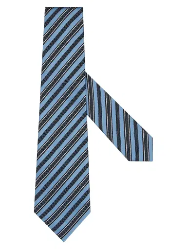 Zegna Men's Striped Silk and Cotton Tie | Thumbnail 1
